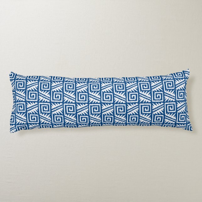 Ikat Aztec Pattern - Cobalt Blue and White Body Cushion (Back)