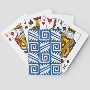 Ikat Aztec Pattern - Cobalt Blue and White  Playing Cards