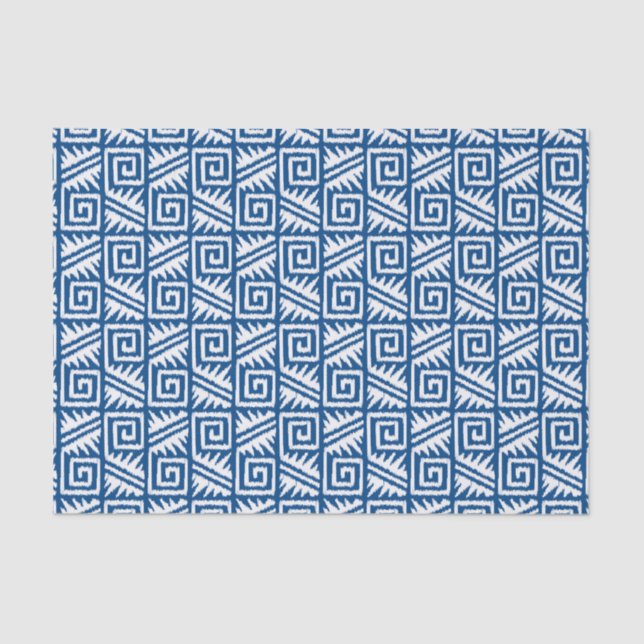 Ikat Aztec Pattern - Cobalt Blue and White Tissue Paper (Front)