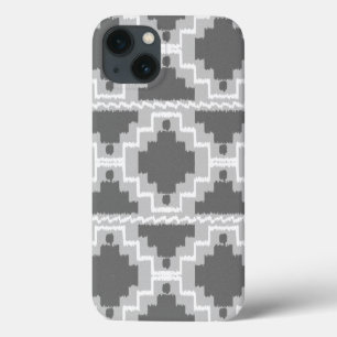 Ikat Aztec Pattern - Dark and light Grey / Grey iPhone 13 Case