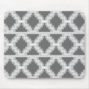 Ikat Aztec Pattern - Dark and light Grey / Grey Mouse Mat