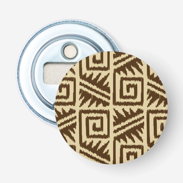 Ikat Aztec Pattern - Dark Brown and Tan Bottle Opener (Front)