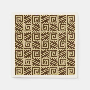 Ikat Aztec Pattern - Dark Brown and Tan Napkin