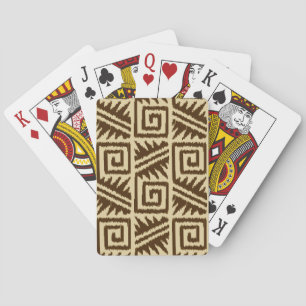 Ikat Aztec Pattern - Dark Brown and Tan Playing Cards