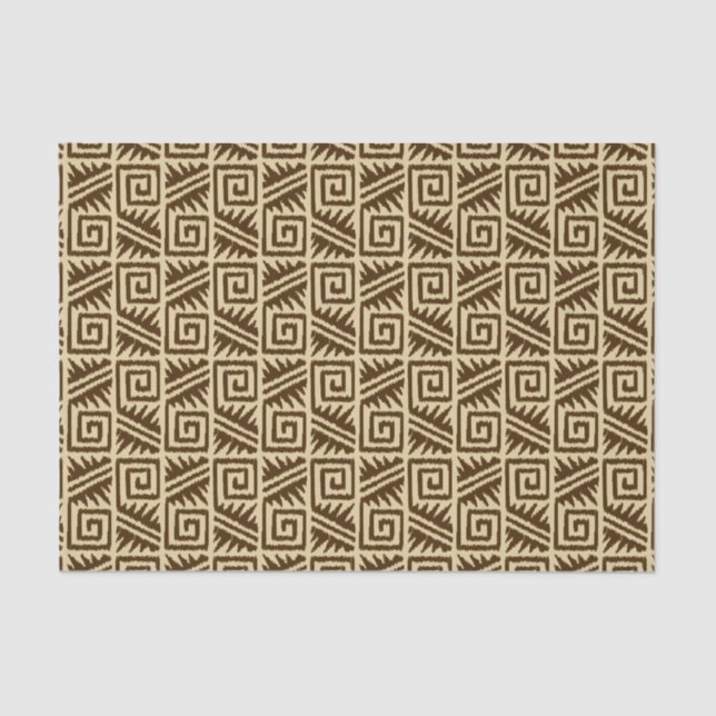 Ikat Aztec Pattern - Dark Brown and Tan Tissue Paper (Front)
