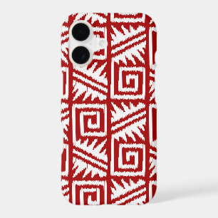 Ikat Aztec Pattern - Dark Red and White