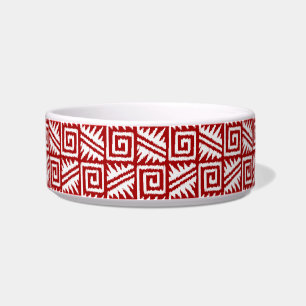 Ikat Aztec Pattern - Dark Red and White Bowl