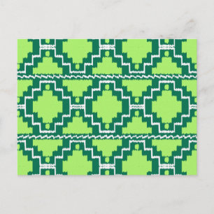 Ikat Aztec Pattern - Forest and Lime Green Postcard