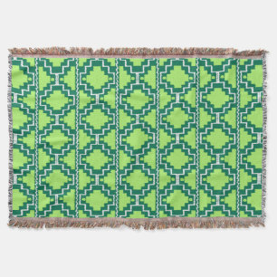 Ikat Aztec Pattern - Forest and Lime Green Throw Blanket