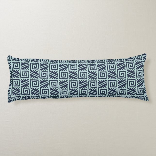 Ikat Aztec Pattern - Indigo and Light Blue Body Cushion (Back)