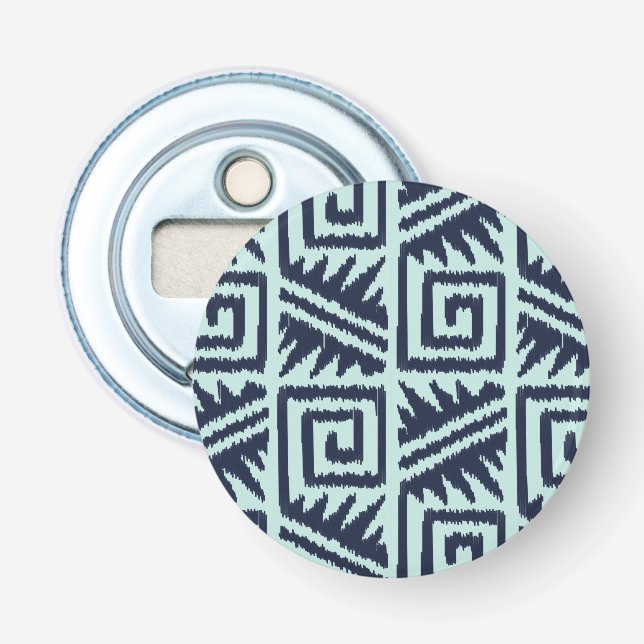 Ikat Aztec Pattern - Indigo and Light Blue Bottle Opener (Front)