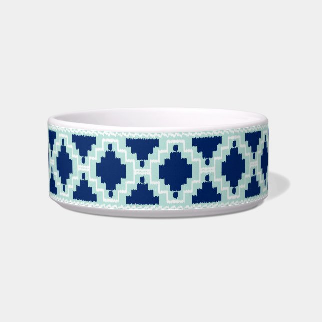 Ikat Aztec Pattern - Indigo and light blue Bowl (Left)