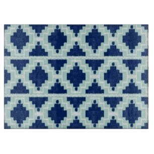 Ikat Aztec Pattern - Indigo and light blue Cutting Board