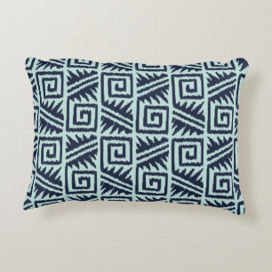 Ikat Aztec Pattern - Indigo and Light Blue Decorative Cushion