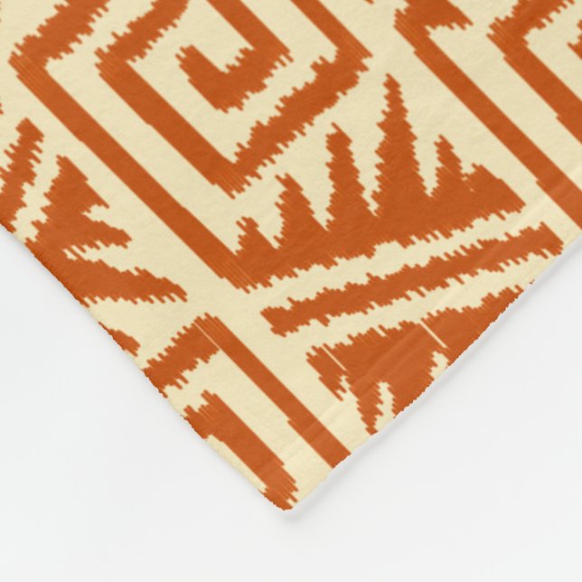 Ikat Aztec Pattern - Mandarin and Light Orange Fleece Blanket (Corner)