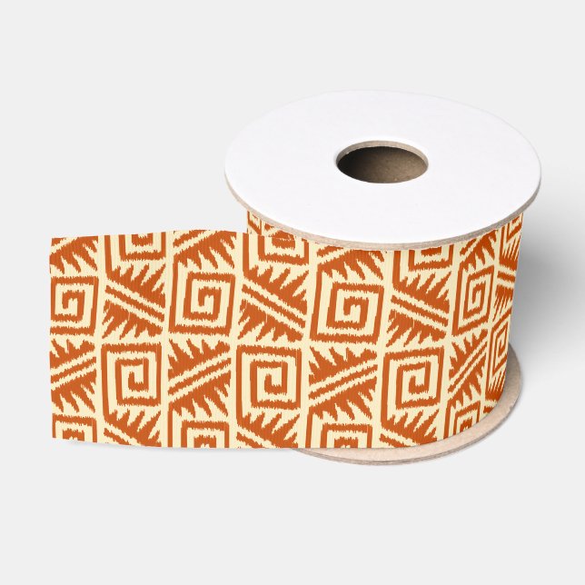 Ikat Aztec Pattern - Mandarin and Light Orange Grosgrain Ribbon (Spool)