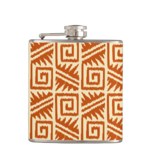 Ikat Aztec Pattern - Mandarin and Light Orange Hip Flask