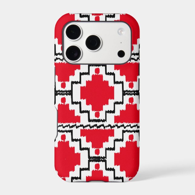 Ikat Aztec Pattern - Red, Black and White (Back)