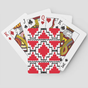 Ikat Aztec Pattern - Red, Black and White Playing Cards