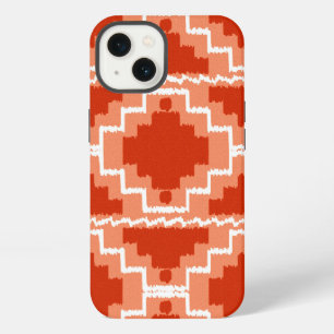 Ikat Aztec Pattern - Rust, Orange and white iPhone 13 Case