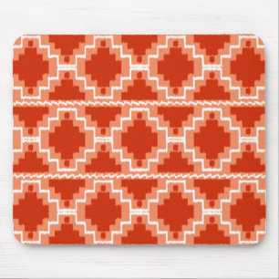 Ikat Aztec Pattern - Rust, Orange and white Mouse Mat