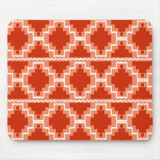 Ikat Aztec Pattern - Rust, Orange and white Mouse Mat (Front)