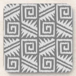Ikat Aztec Pattern - Shades of Grey / Grey Coaster