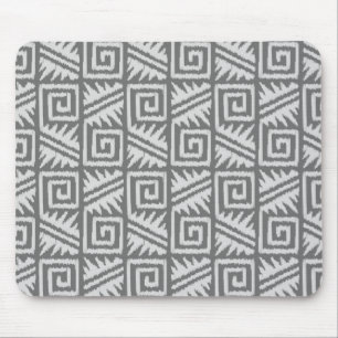 Ikat Aztec Pattern - Shades of Grey / Grey Mouse Mat