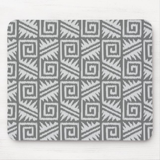 Ikat Aztec Pattern - Shades of Grey / Grey Mouse Mat (Front)