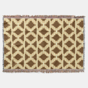Ikat Aztec Pattern - Tan, brown and cream Throw Blanket