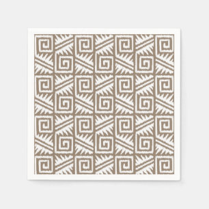 Ikat Aztec Pattern - Taupe Tan and Cream Napkin