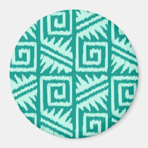 Ikat Aztec Pattern - Turquoise and Aqua Magnet