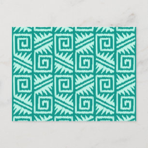 Ikat Aztec Pattern - Turquoise and Aqua Postcard