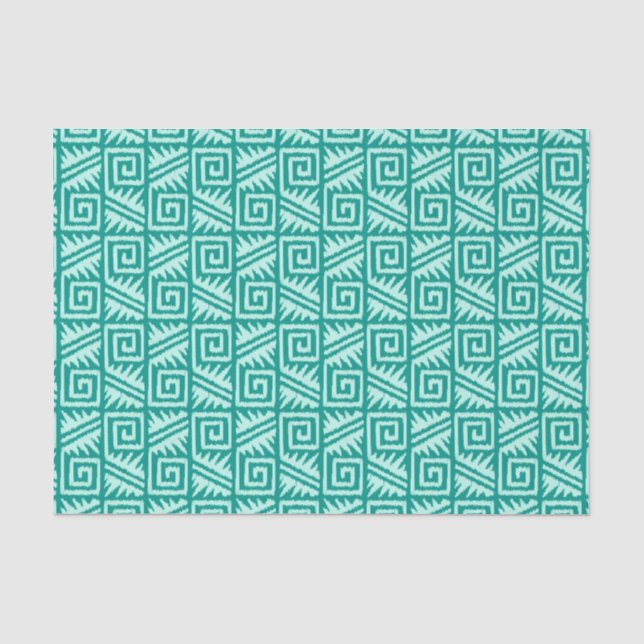 Ikat Aztec Pattern - Turquoise and Aqua Tissue Paper (Front)