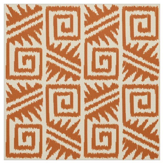 Ikat Aztec - Soft Rust Orange Fabric (Swatch)