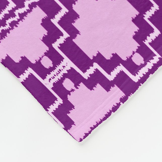 Ikat Aztec Tribal - Amethyst Purple and Violet Fleece Blanket (Corner)
