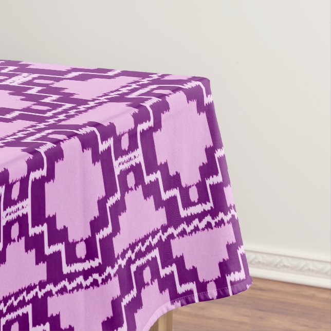 Ikat Aztec Tribal - Amethyst Purple and Violet Tablecloth (In Situ)