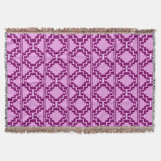 Ikat Aztec Tribal - Amethyst Purple and Violet Throw Blanket (Front)