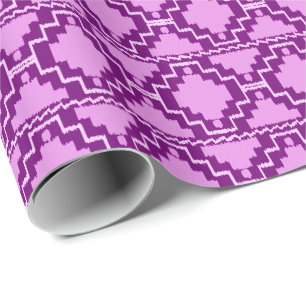Ikat Aztec Tribal - Amethyst Purple and Violet Wrapping Paper