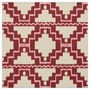 Ikat Aztec Tribal - Beige, Burgundy and Pink Fabric