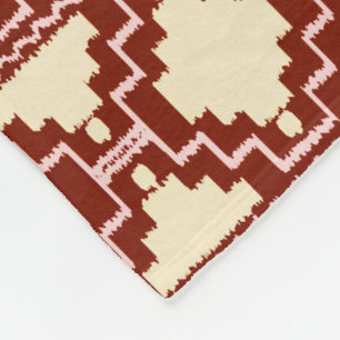 Ikat Aztec Tribal - Beige, Burgundy and Pink Fleece Blanket