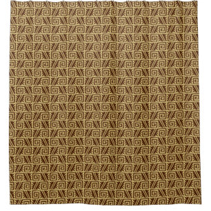 Ikat Aztec Tribal - Chocolate Brown and Tan Shower Curtain