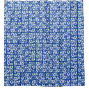 Ikat Aztec Tribal - Cobalt Blue and White Shower Curtain