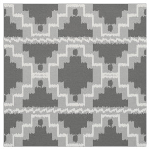 Ikat Aztec Tribal - Dark and light Grey / Grey Fabric