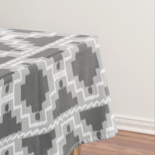Ikat Aztec Tribal - Dark and light Grey / Grey Tablecloth