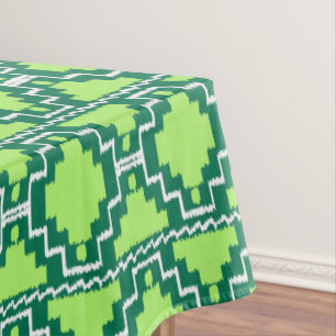 Ikat Aztec Tribal - Forest and Lime Green Tablecloth