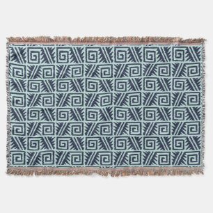 Ikat Aztec Tribal - Indigo and Light Blue Throw Blanket