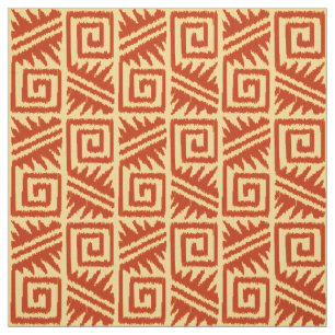 Ikat Aztec Tribal - Mandarin and Light Orange Fabric