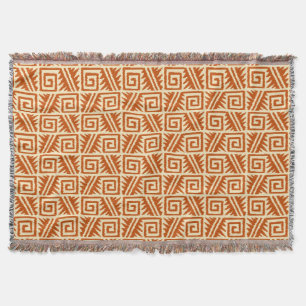 Ikat Aztec Tribal - Mandarin and Light Orange Throw Blanket