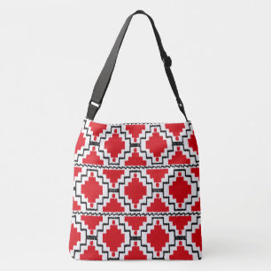 Ikat Aztec Tribal - Red, Black and White Crossbody Bag